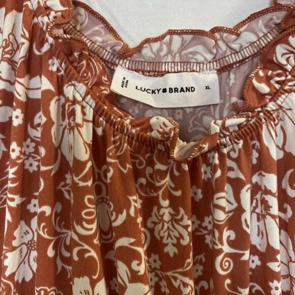 LUCKY BRAND Apricot Floral print Midi Dress Boho Sleeveless - Picture 7 of 14